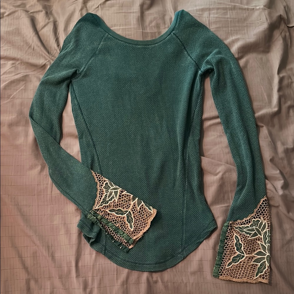 Free People Thermal with Lace Cuffs
